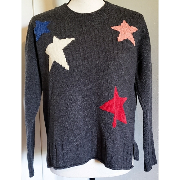 Madewell Star Print Knit Gray Wool Sweater - Picture 2 of 4